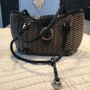 Brighton Straw and Black Leather Purse